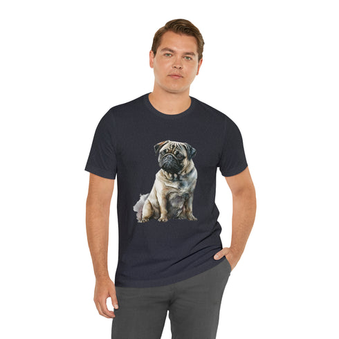 Loving Pug in Watercolor - Short Sleeve Tee